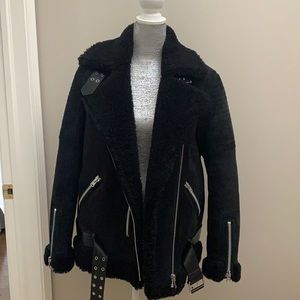 AllSaints Biker Shearling Jacket, size L